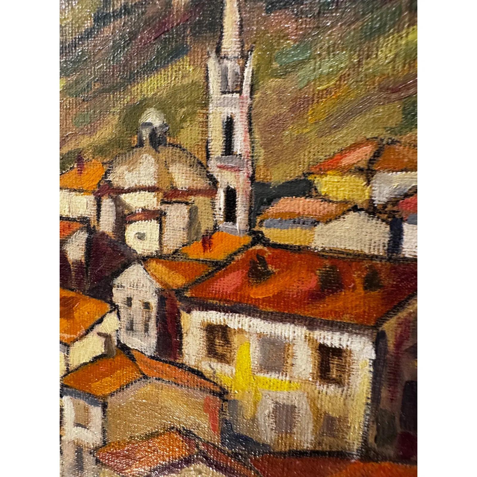 Öl auf Leinwand Waterfront (Mitte des 20. Jahrhunderts) im Angebot