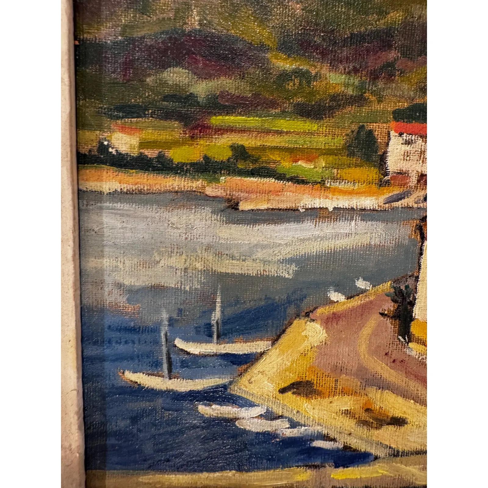 Öl auf Leinwand Waterfront (Farbe) im Angebot