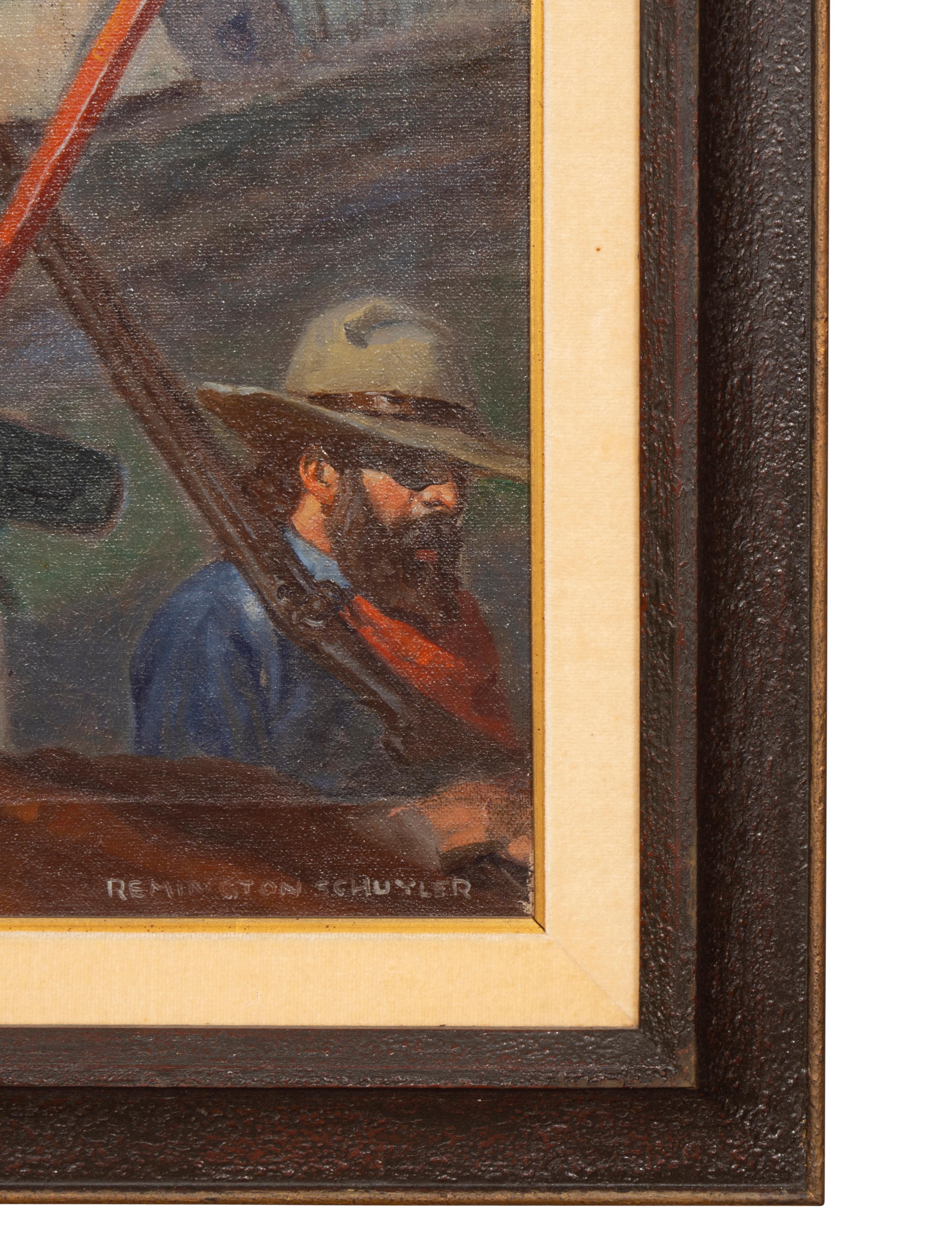 Oil on Canvas Western Scene by Remington Schuyler 1