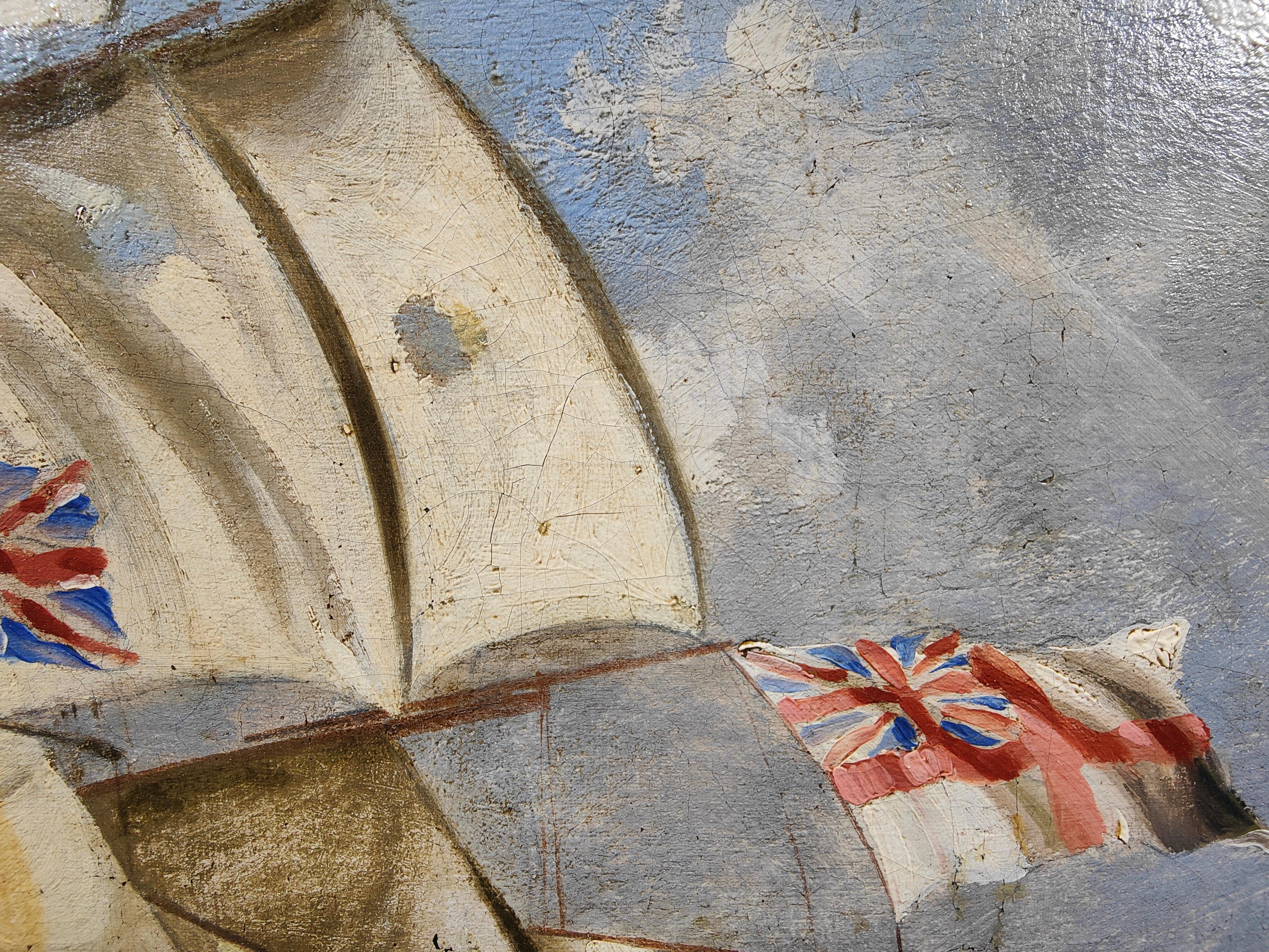 Huile sur toile avec la bataille de Trafalgar 18ème siècle en vente 6