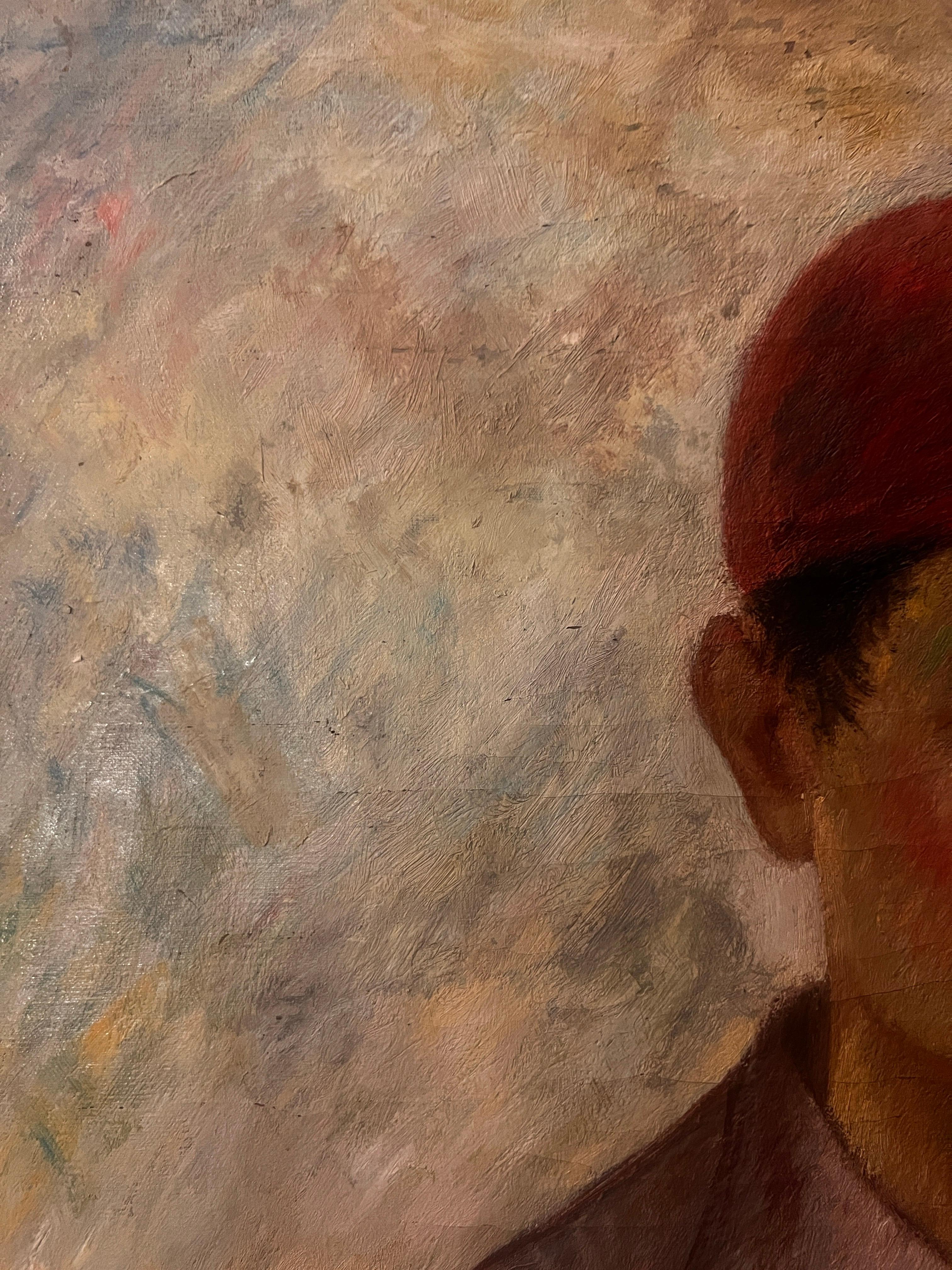 Oil on Canvas Young Boy With Shell Signed Marchetti 1938 Italy For Sale 1