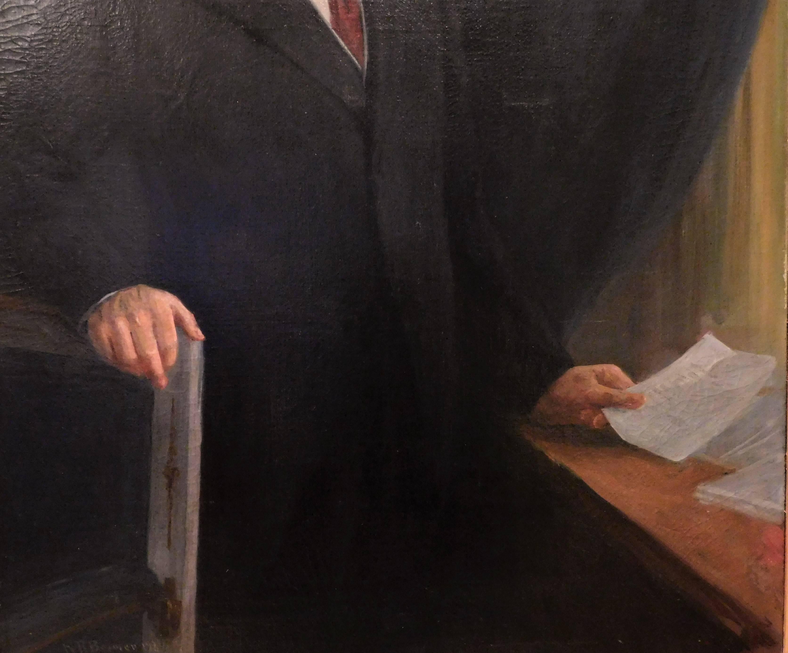 Oil on Canvas, Large Portrait of FDR, Nicholas Richard Brewer (1857-1949), 1934 In Excellent Condition In Alexandria, VA