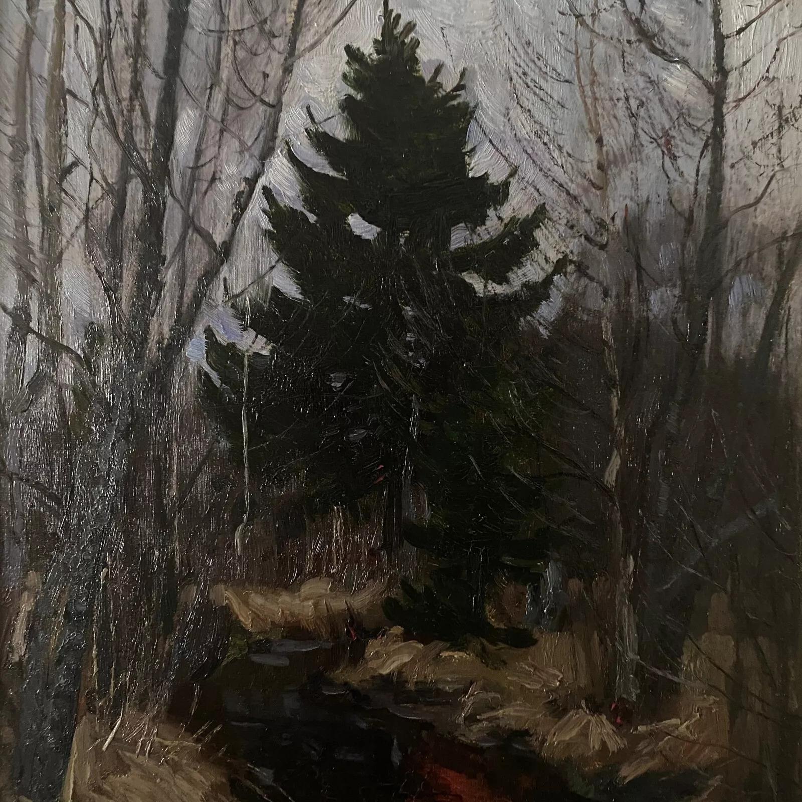 Oil On Cardboard by Stanislaw Zukowski Stream in an Undergrowth 

This oil on cardboard was created by Stanislaw Zukowski, it represents a stream winding through an undergrowth, perhaps at dusk.

Stanislaw Joukowski (1873-1944) is a painter of