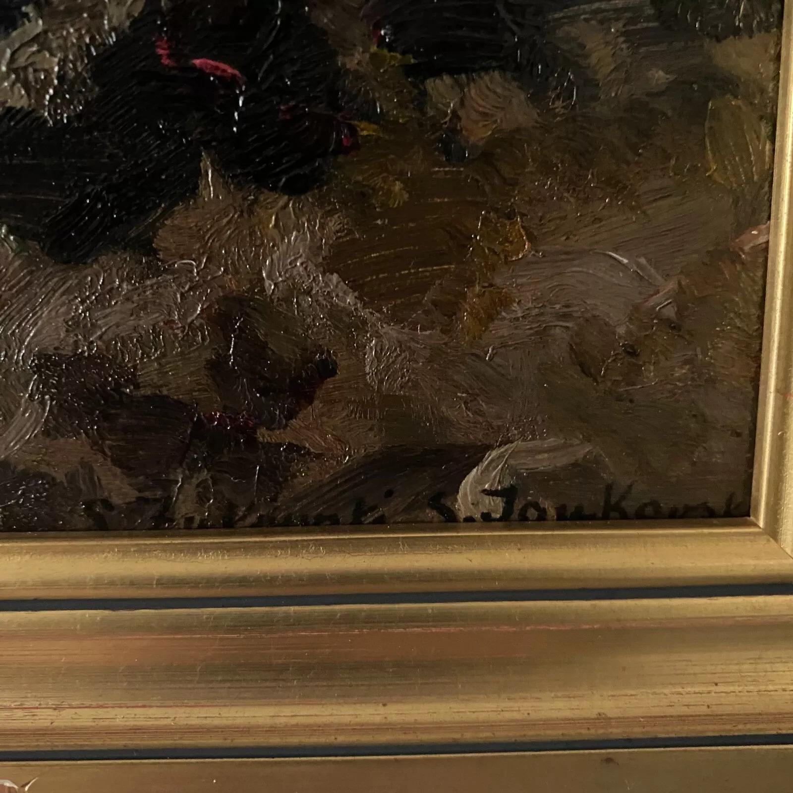 Oil On Cardboard by Stanislaw Zukowski Stream in an Undergrowth In Good Condition For Sale In NANTES, FR