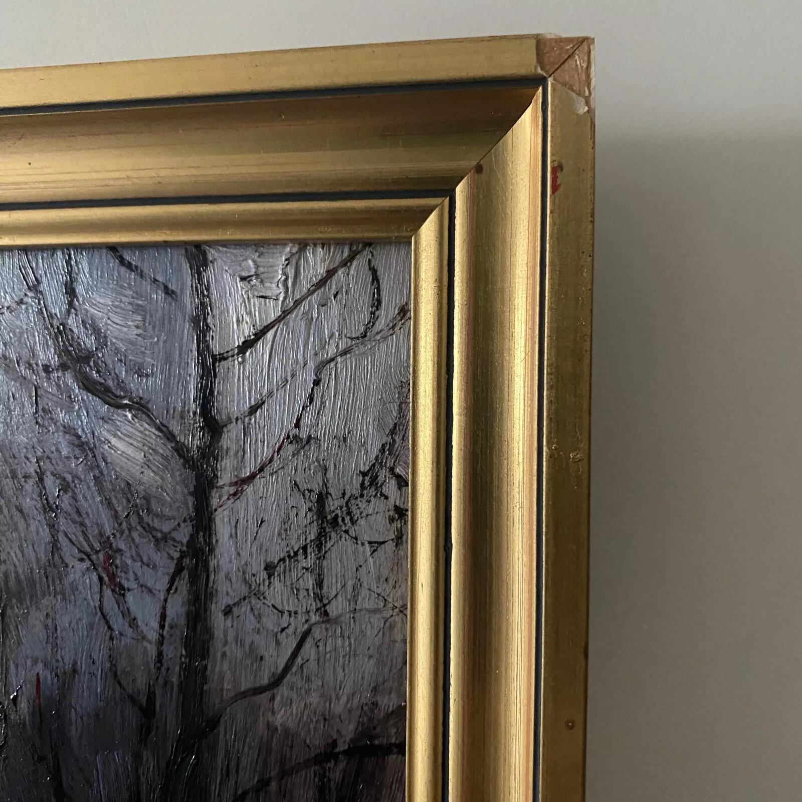 Oil On Cardboard by Stanislaw Zukowski Stream in an Undergrowth For Sale 2