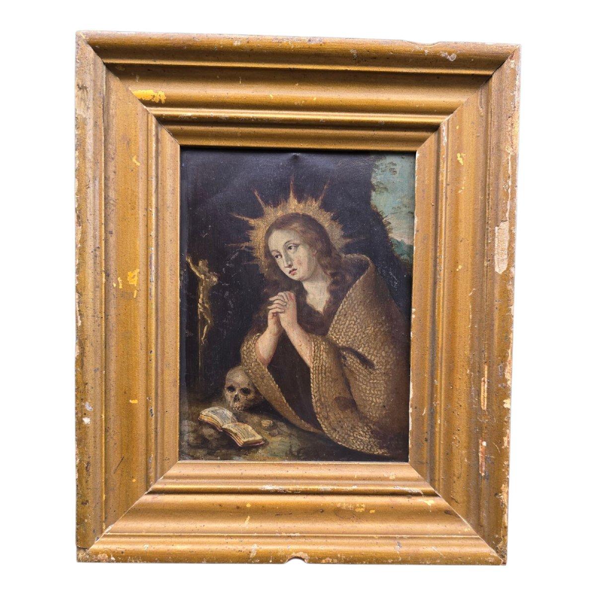 Baroque Huile sur cuivre, 17e siècle. Sainte Marie d'Égypte, pénitente en vente