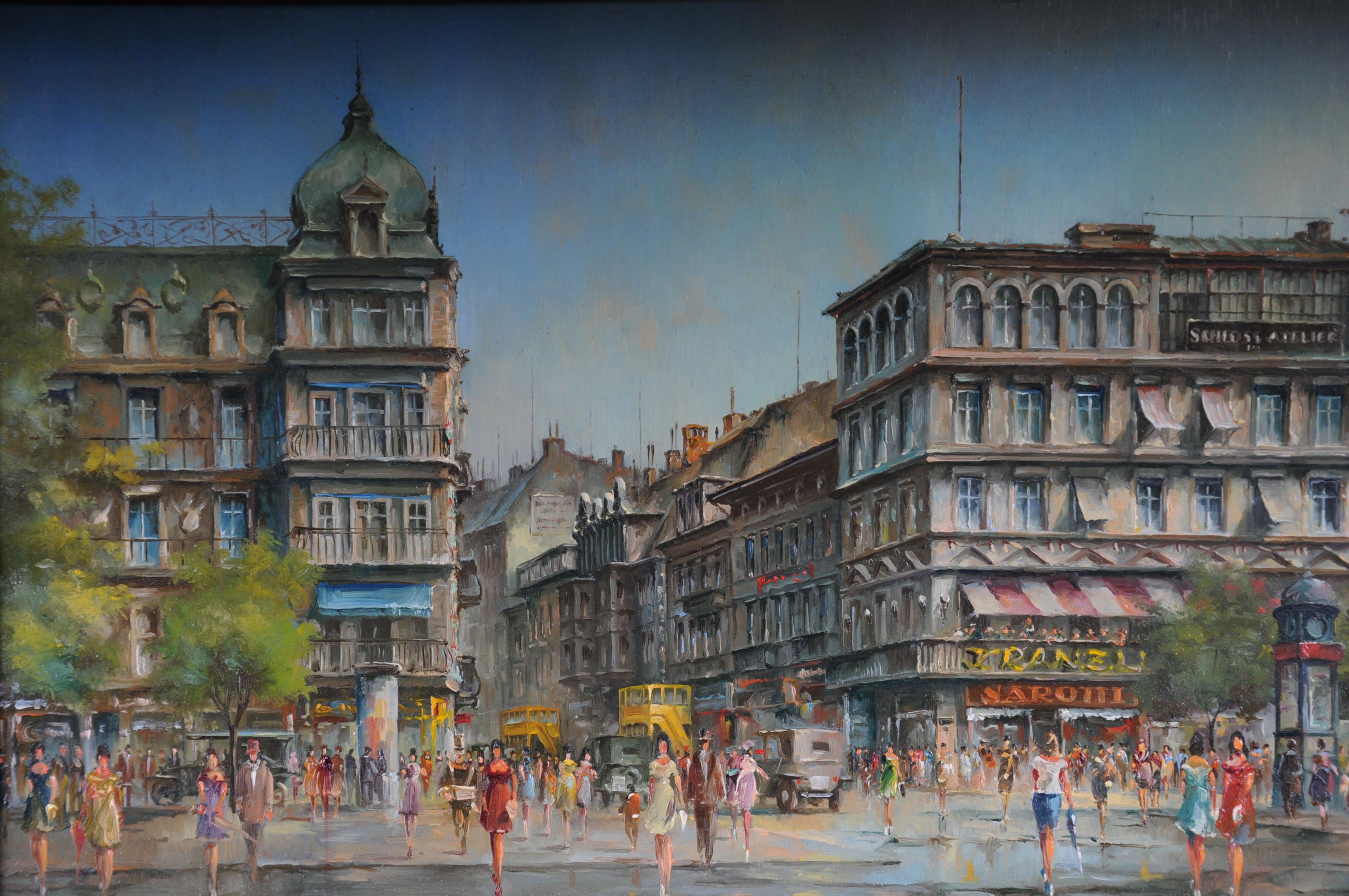 Oil on copper Berlin Kranzler-Eck, signed Heinz Scholtz, (1925)

Oil on copper painted paintings. Pictured is the famous and lively Berlin Kranzler Eck. Signed Heinz Scholtz, (1925).

(S-226).