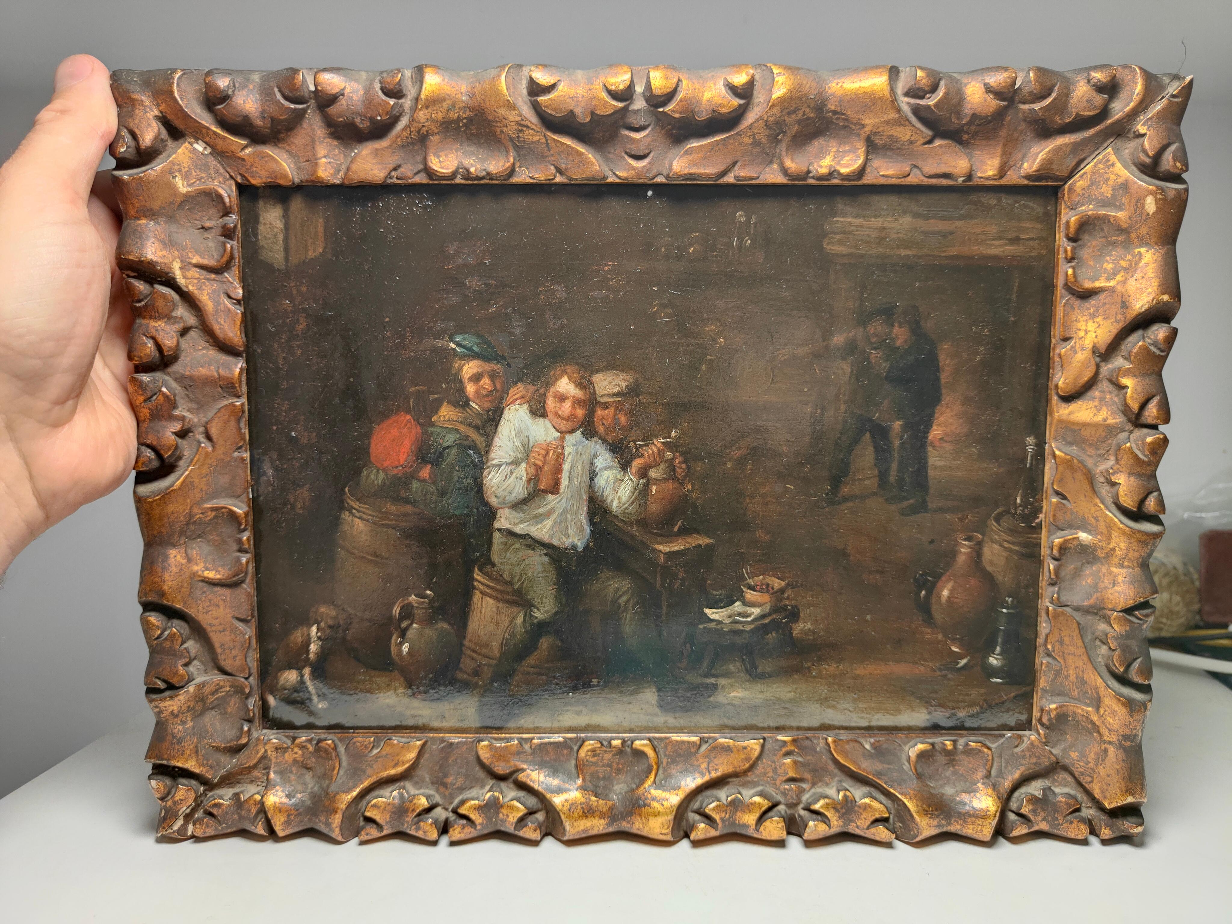  Oil on Copper in the Style of David Teniers, Charming 17th Century Oil Painting For Sale 9