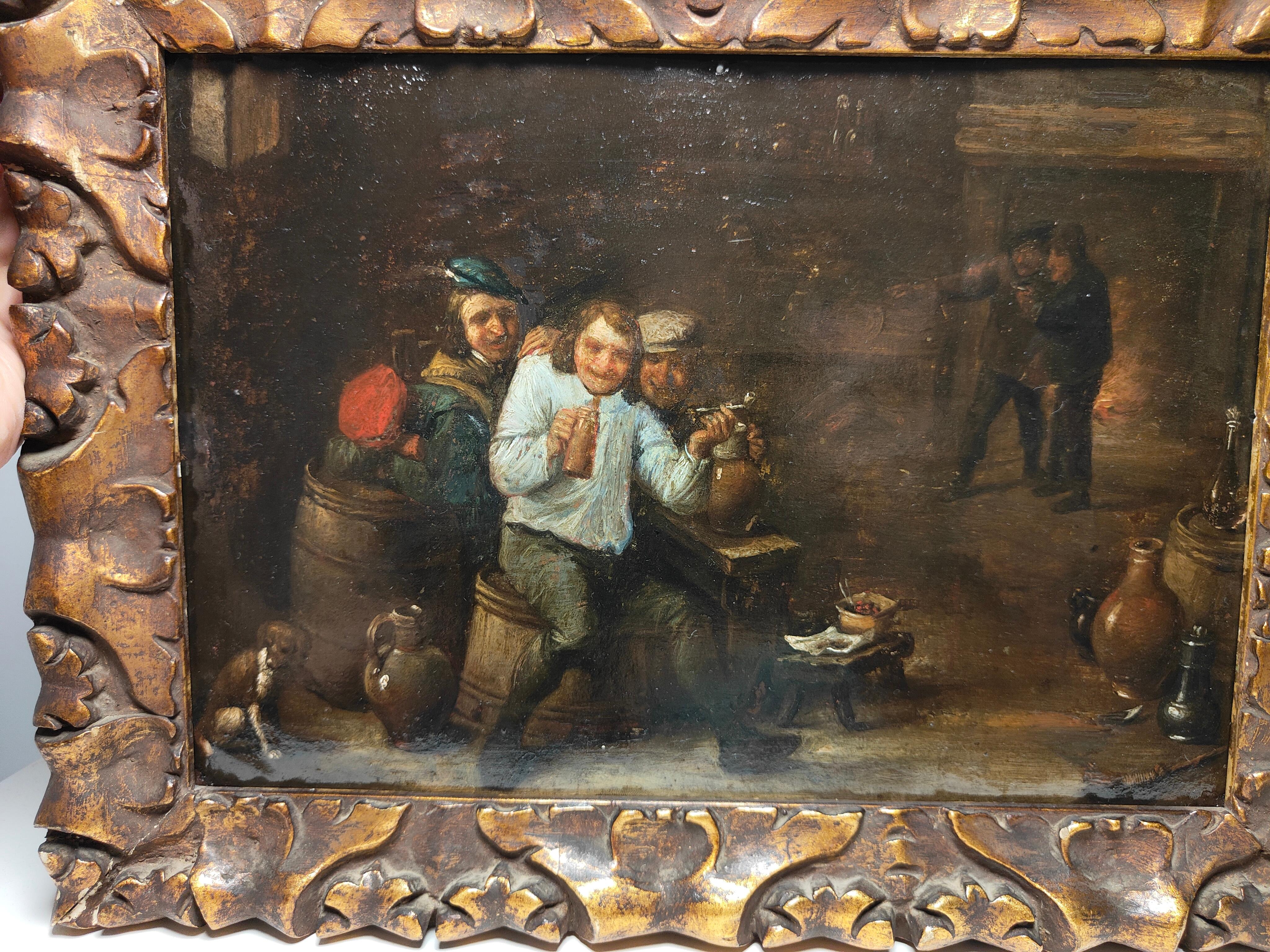  Oil on Copper in the Style of David Teniers, Charming 17th Century Oil Painting For Sale 10