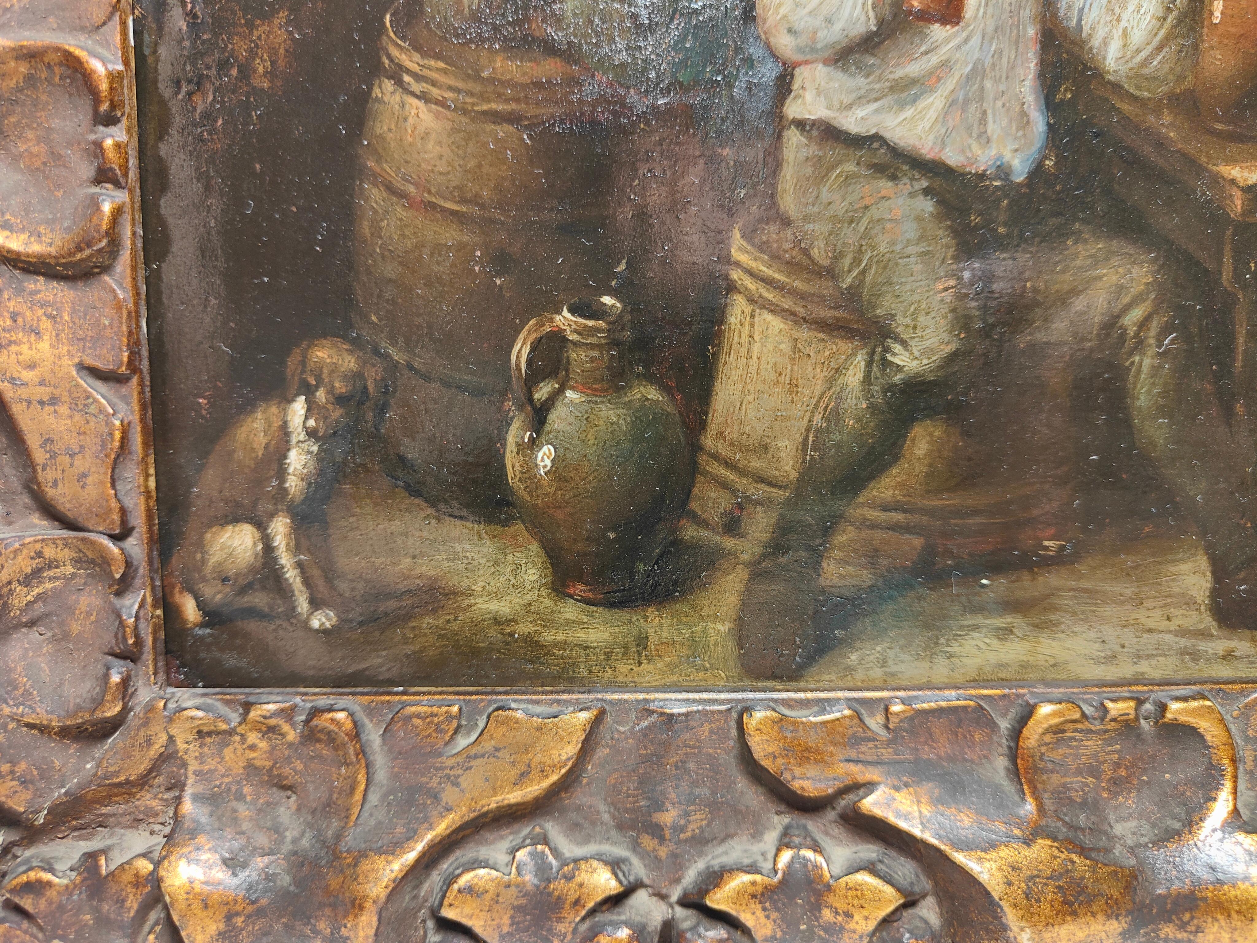  Oil on Copper in the Style of David Teniers, Charming 17th Century Oil Painting For Sale 11