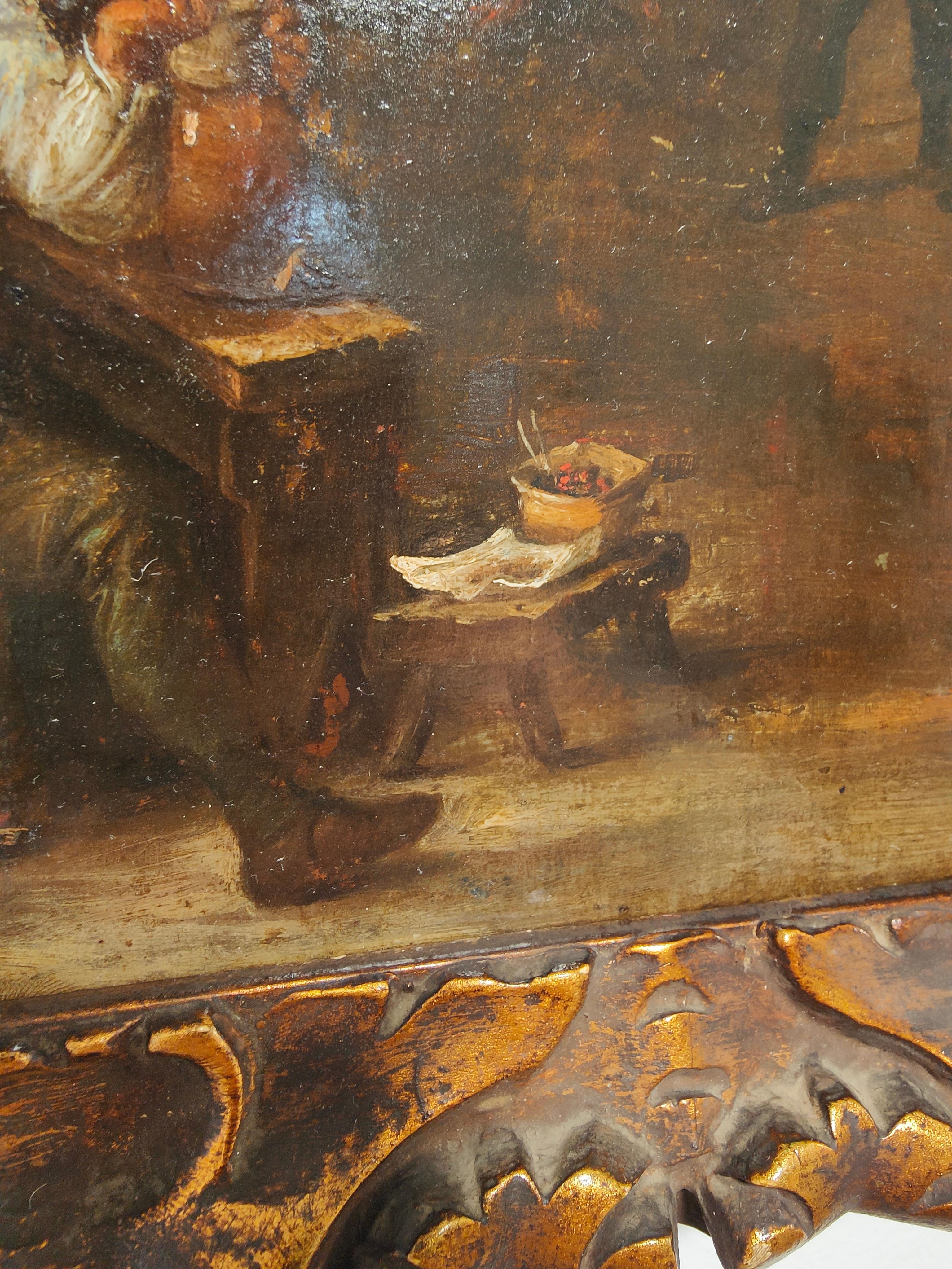  Oil on Copper in the Style of David Teniers, Charming 17th Century Oil Painting In Good Condition For Sale In Madrid, ES