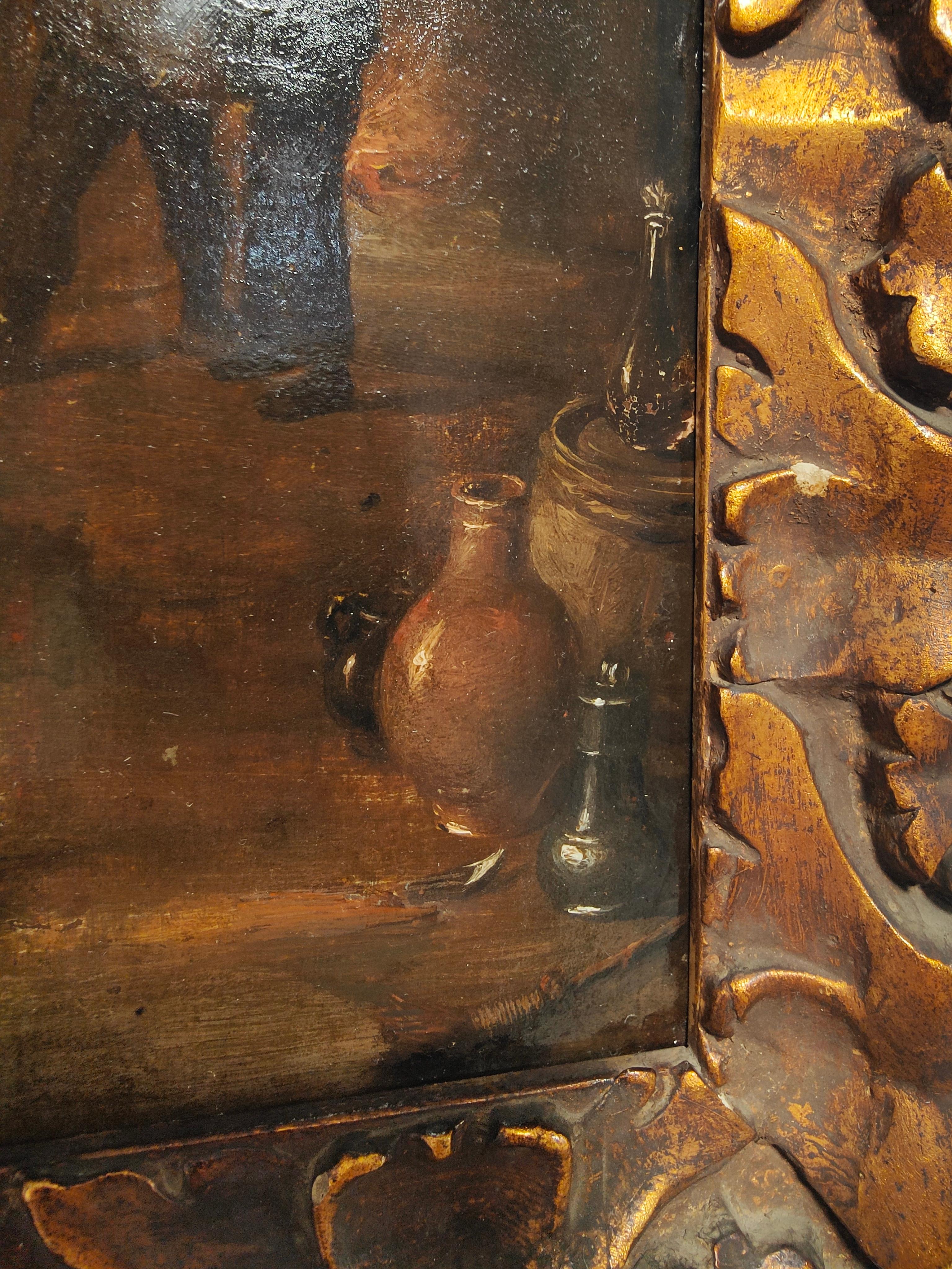  Oil on Copper in the Style of David Teniers, Charming 17th Century Oil Painting For Sale 1
