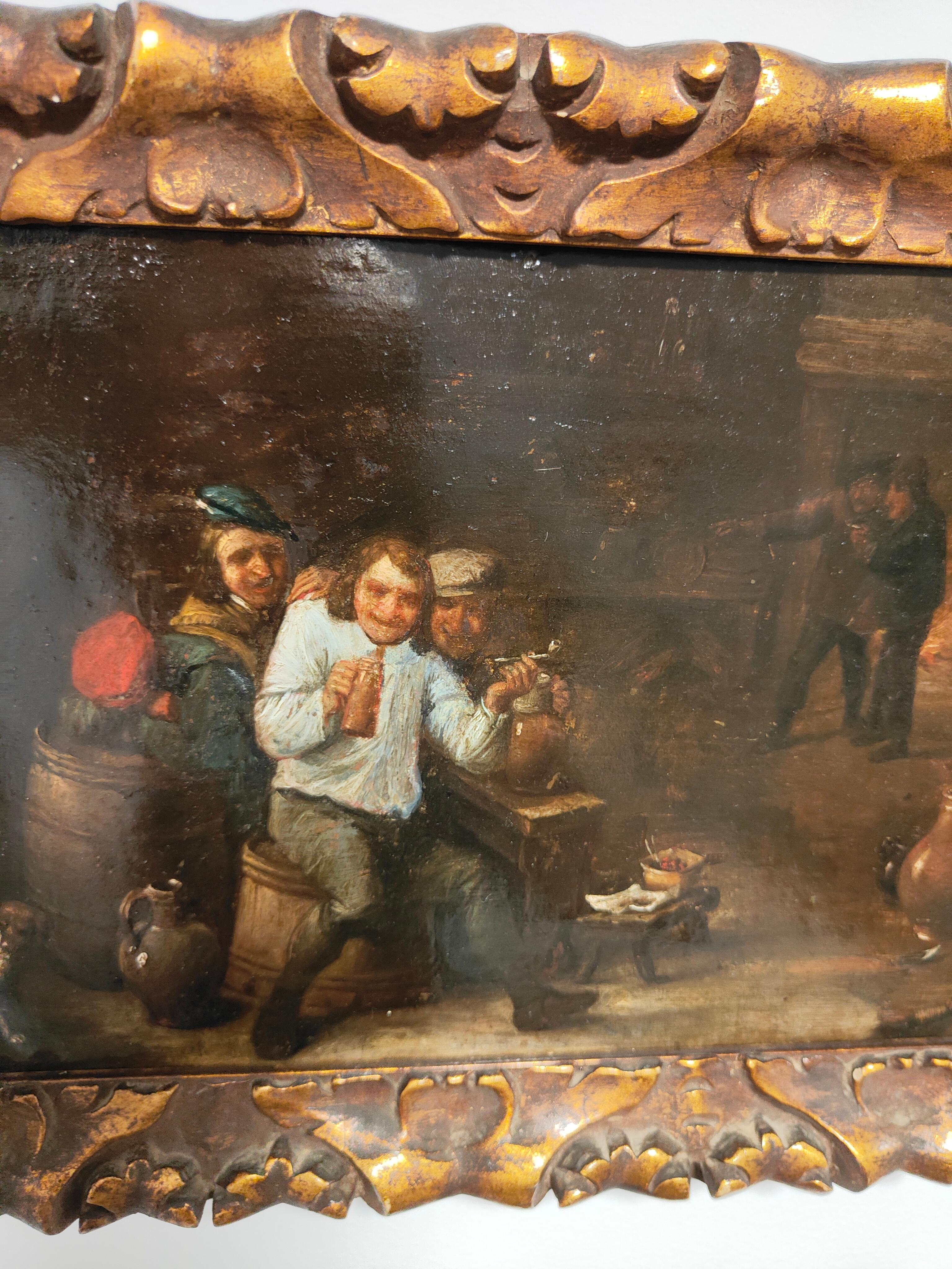  Oil on Copper in the Style of David Teniers, Charming 17th Century Oil Painting For Sale 3