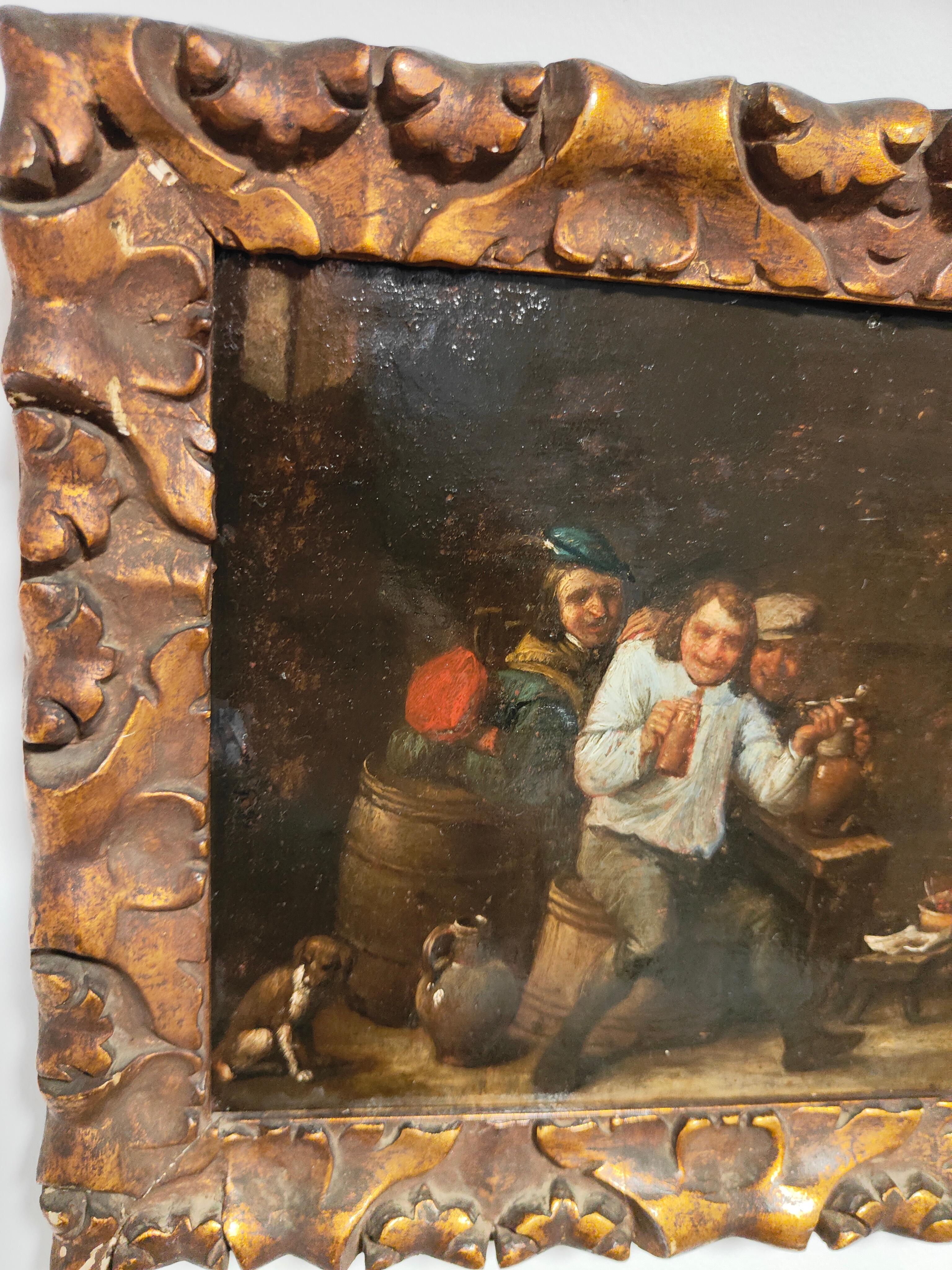  Oil on Copper in the Style of David Teniers, Charming 17th Century Oil Painting For Sale 4