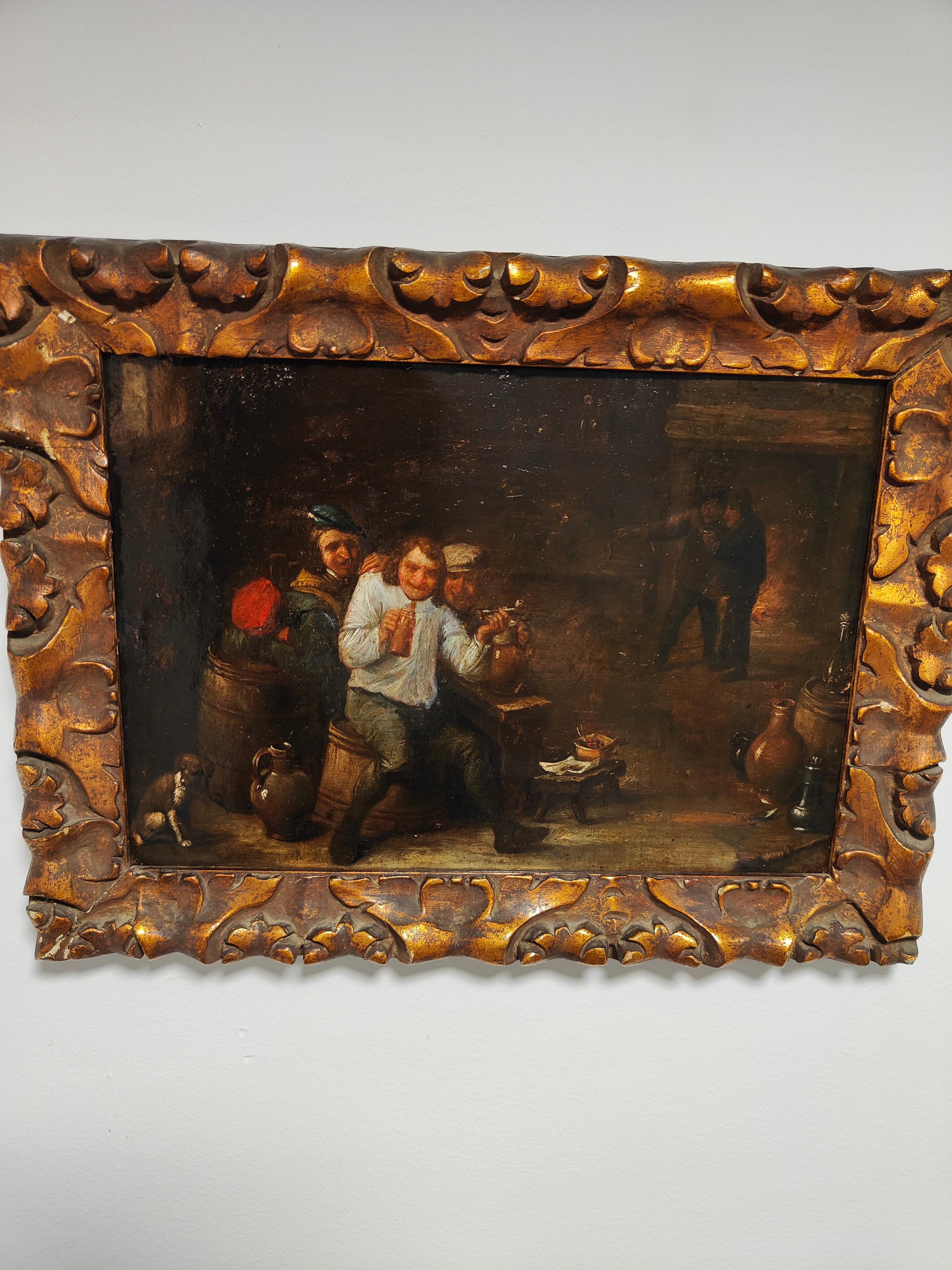  Oil on Copper in the Style of David Teniers, Charming 17th Century Oil Painting For Sale 5