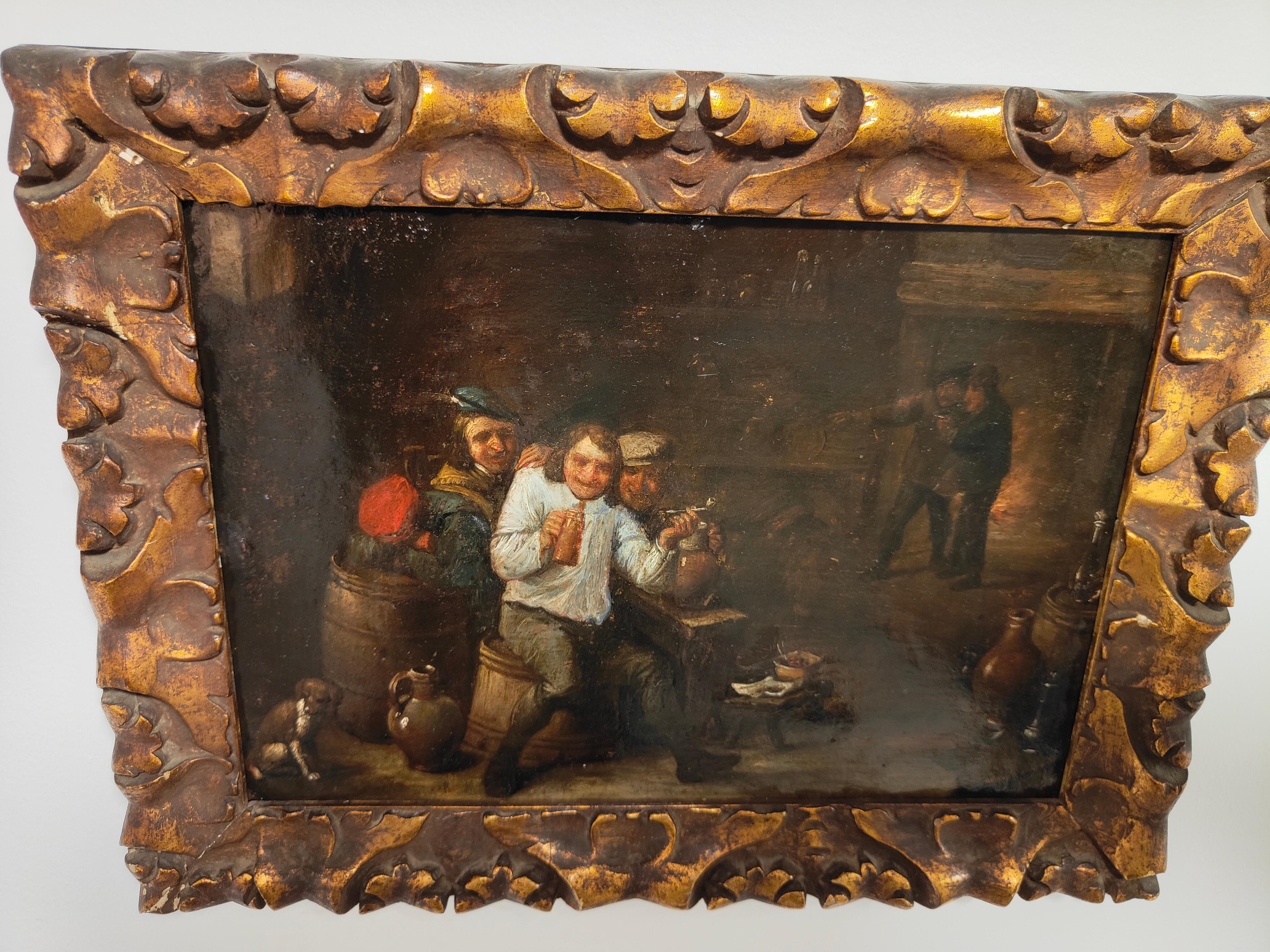  Oil on Copper in the Style of David Teniers, Charming 17th Century Oil Painting For Sale 6