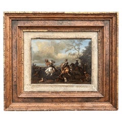 Oil on Copper Painting of a Hawking Scene, Carel Van Falens