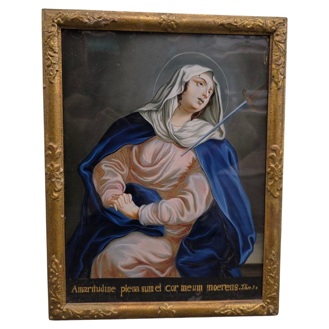 Oil on Glass Depicting Our Lady of Sorrows — 18th Century