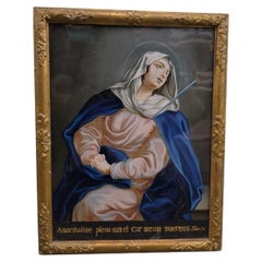 Huile sur verre représentant Notre-Dame des Douleurs - XVIIIe siècle