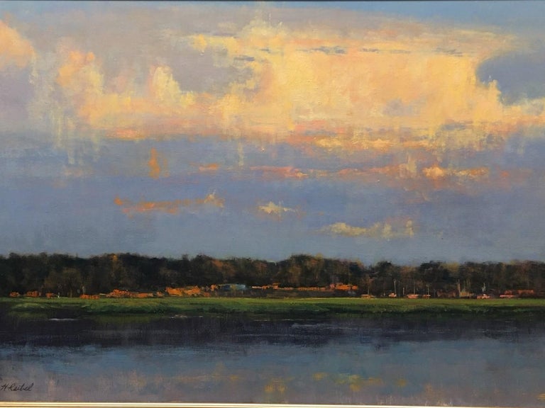 Oil on Linen Painting "Evening Cloudscape over Pelican Point", Michael Reibel at 1stDibs