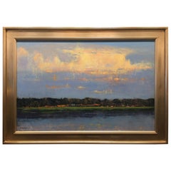 Oil on Linen Painting "Evening Cloudscape over Pelican Point", Michael Reibel