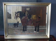 Oil on panel a horse