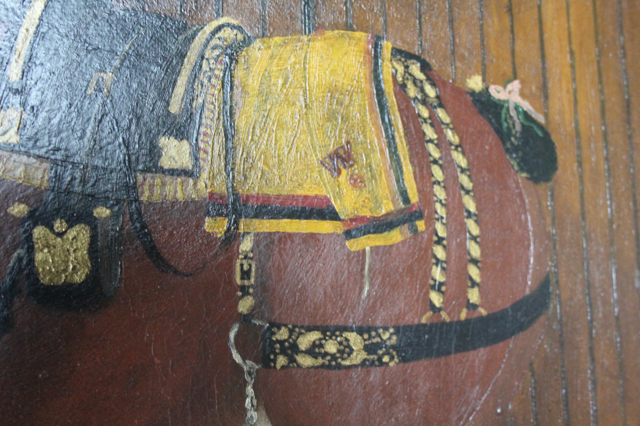 XX secolo Olio su pannello un cavallo in vendita