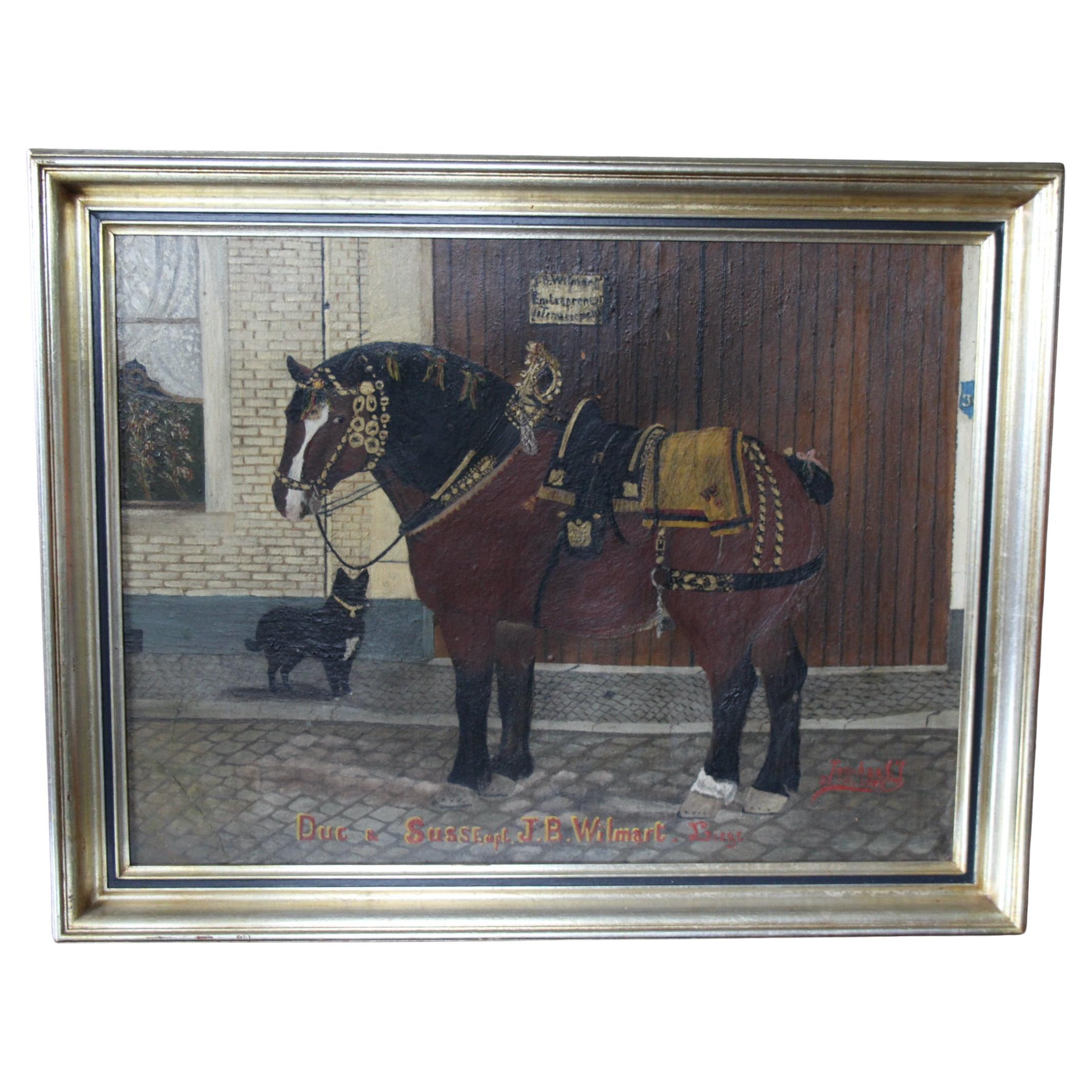 Olio su pannello un cavallo