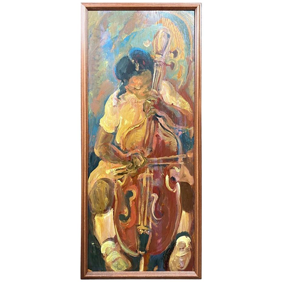 Oil on Panel, Andrew Turner 'American, 1944 - 2001', 'Girl Playing Cello' 1995