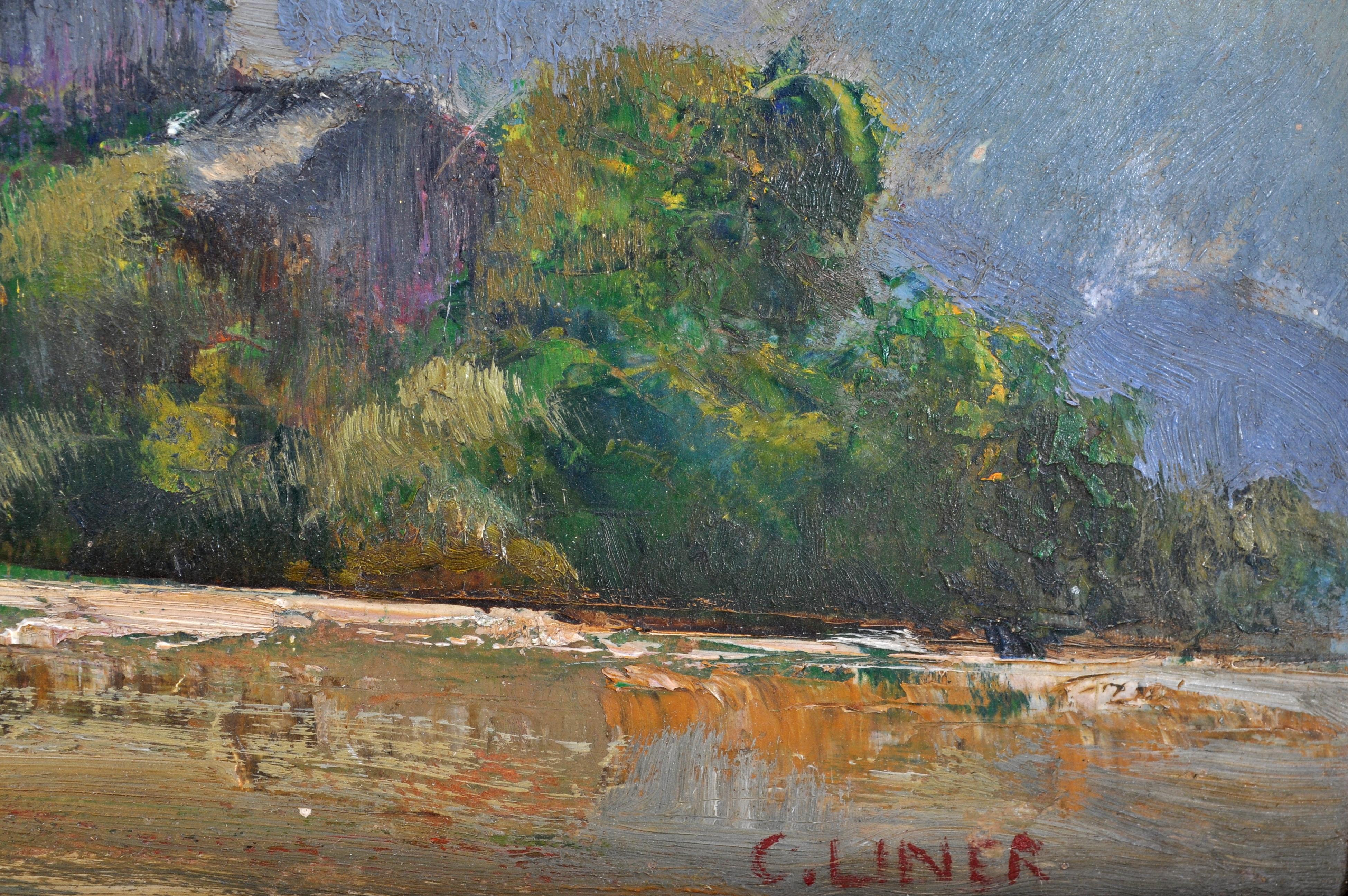 Oil on Panel by Swiss Impressionist Carl August Liner, circa 1900 4