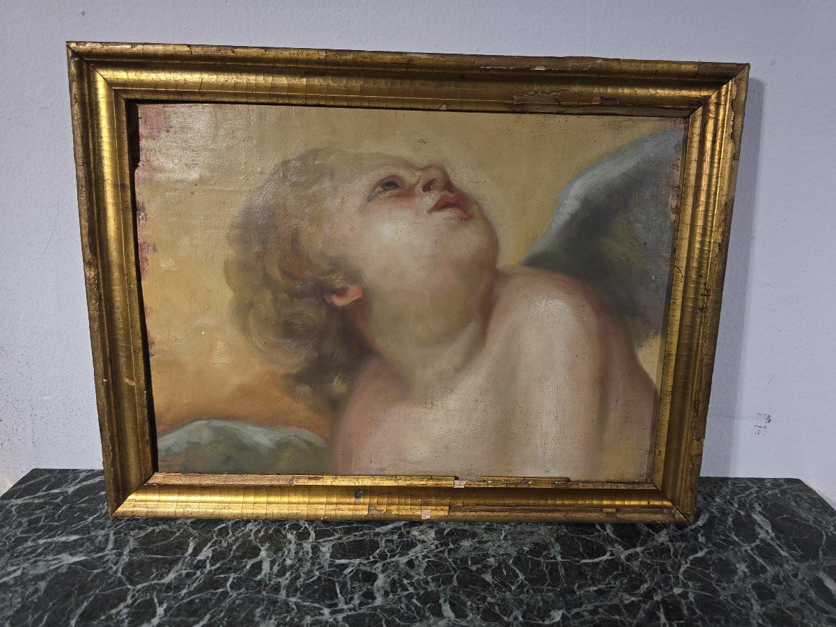 French Oil on panel – Cherub – 18th century