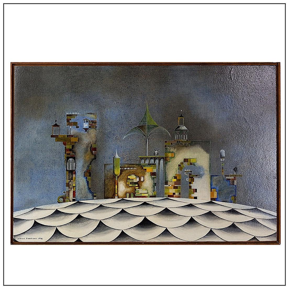 Ölgemälde auf Tafel, datiert und signiert – Serge Fontigny 1976 im Angebot 3