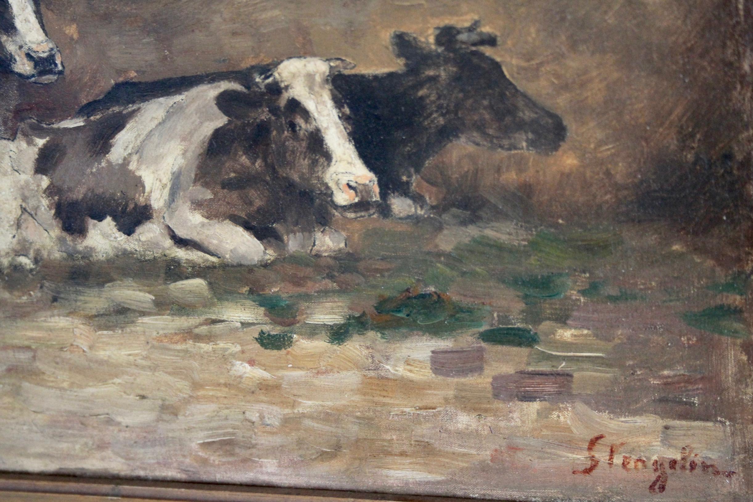 Decorative oil on panel painting , dimensions on panel H 29 by 48 cm 