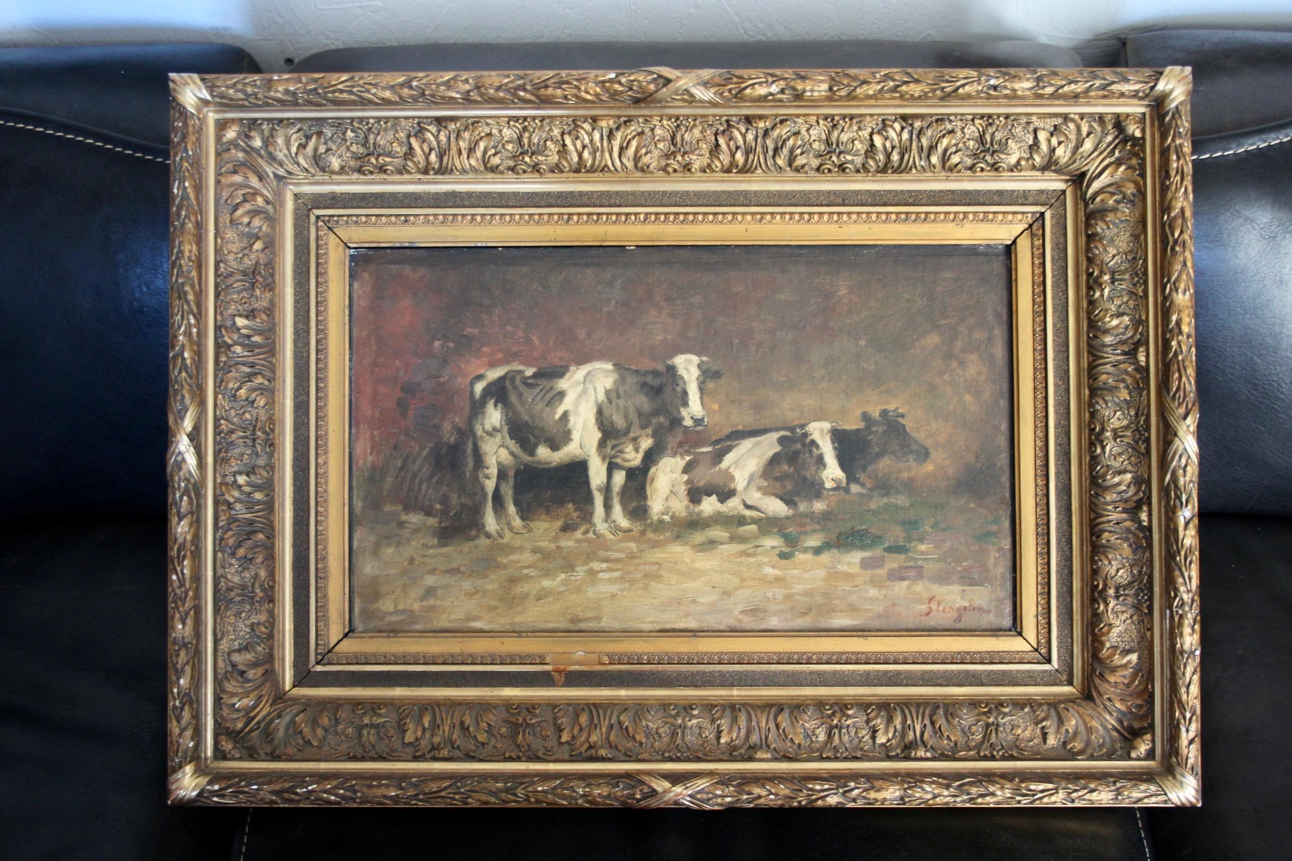 French Oil on panel decorative painting