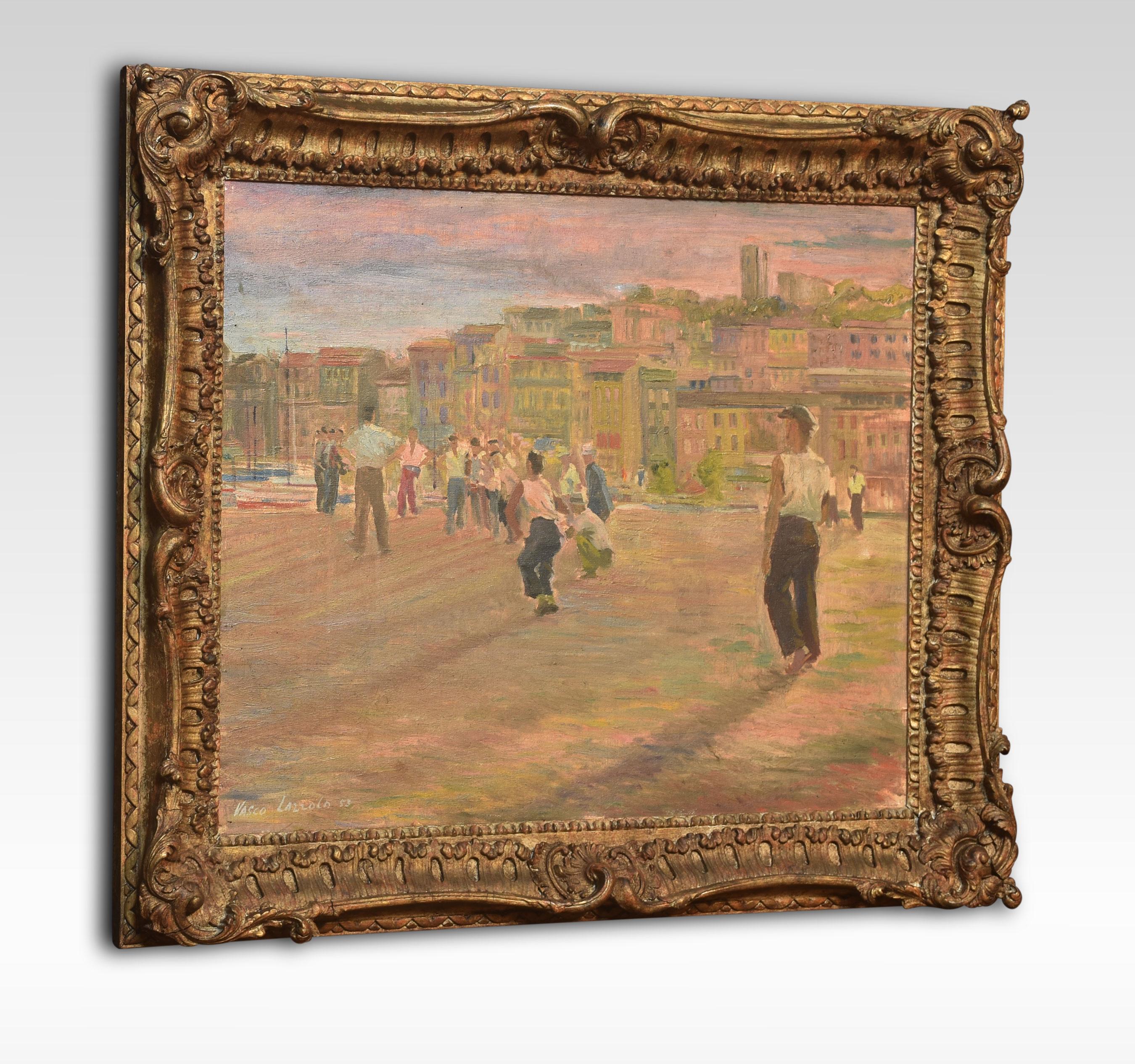 Oil on Panel Depicting an Italian City In Good Condition For Sale In Cheshire, GB