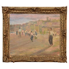 Oil on Panel Depicting an Italian City