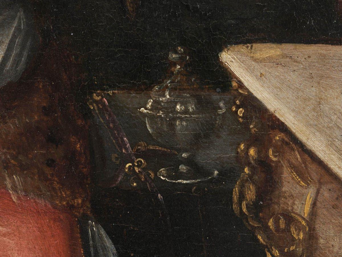 Oil on panel, Flemish School, 17th century (Handbemalt) im Angebot