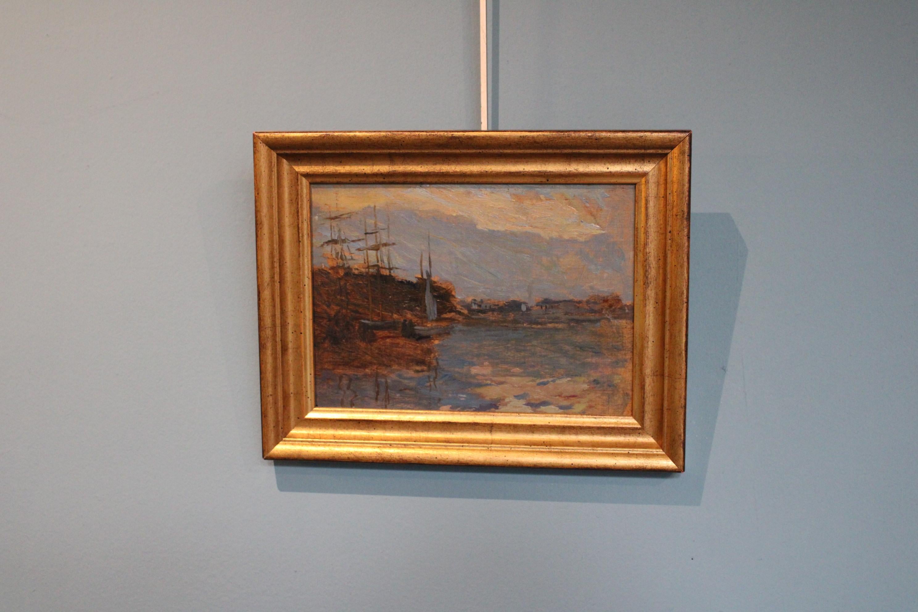 Painting oil on panel by Frank Edwin Scott (1863-1929).

Dimensions 
With frame : 27.5 x 21.5 x 2.5 cm
Without frame : 22 x 16 cm.