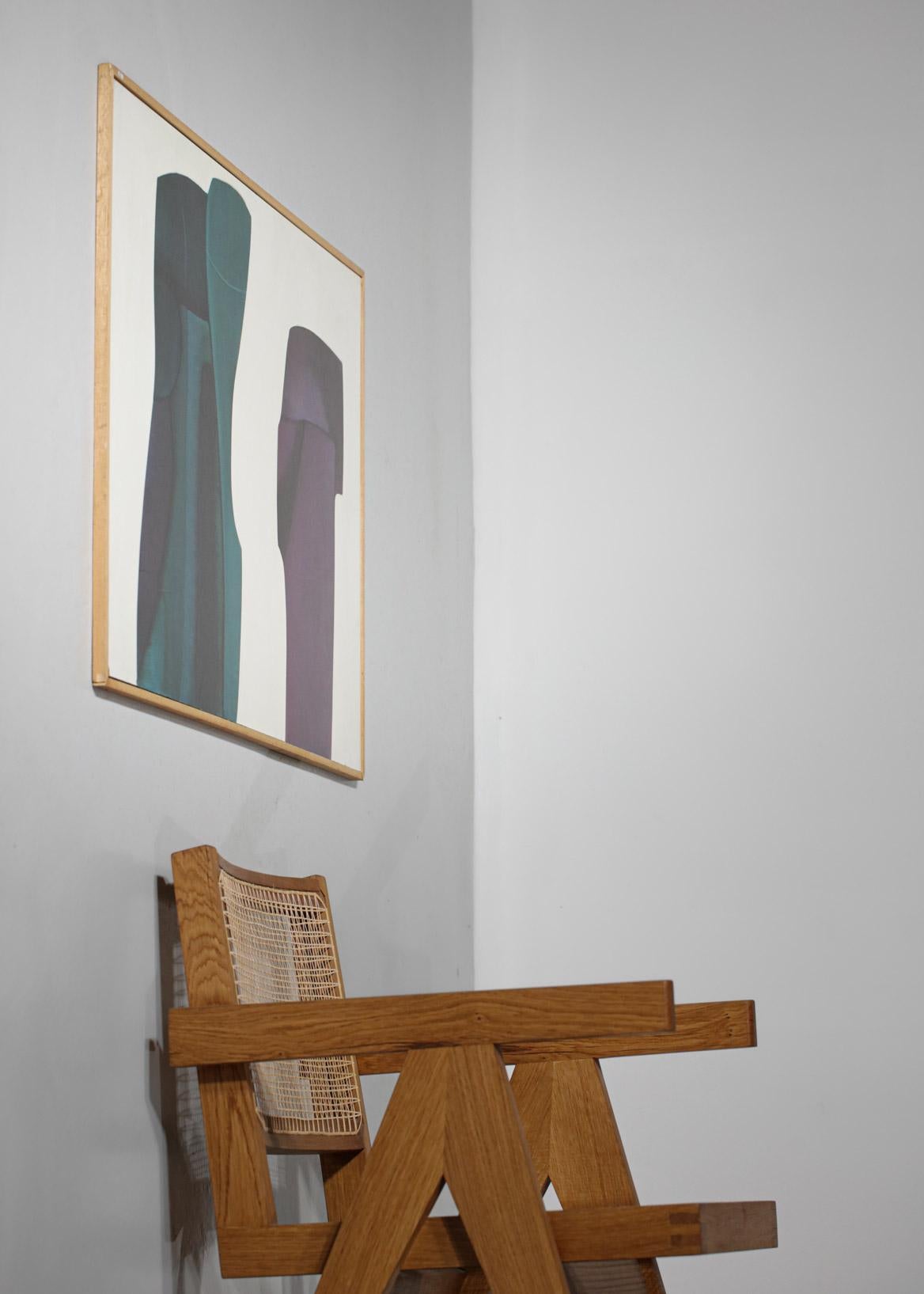 Oil on medium size panel by the Swiss painter Guy Dessauges. Made in the 70's / 80's using his technique of superimposing 