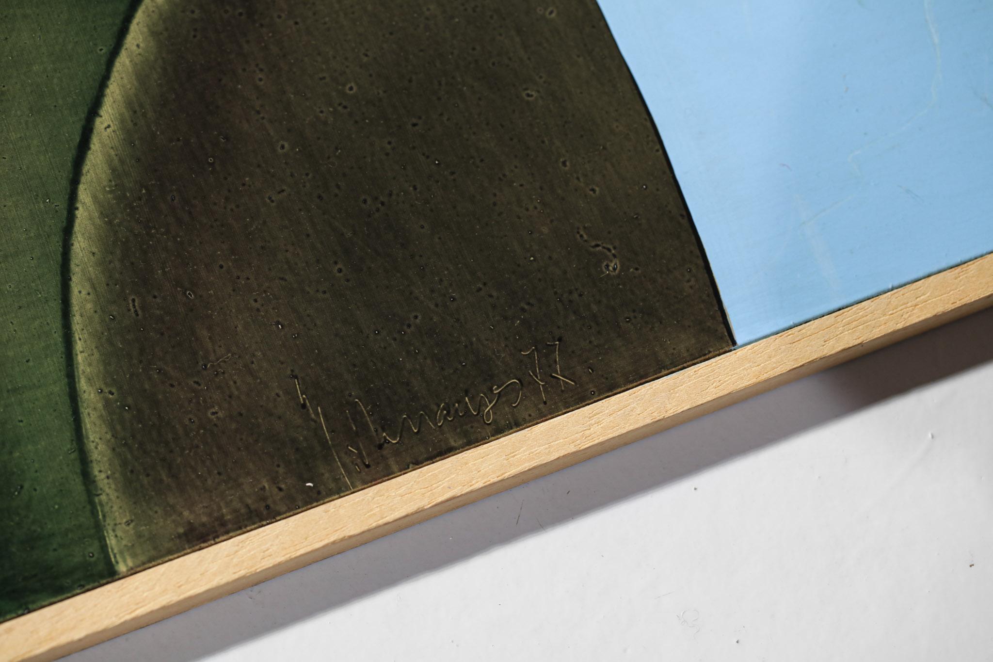 Óleo sobre tabla Pintura Guy Dessauges Años 70 Artista suizo, 139/17 Madera en venta