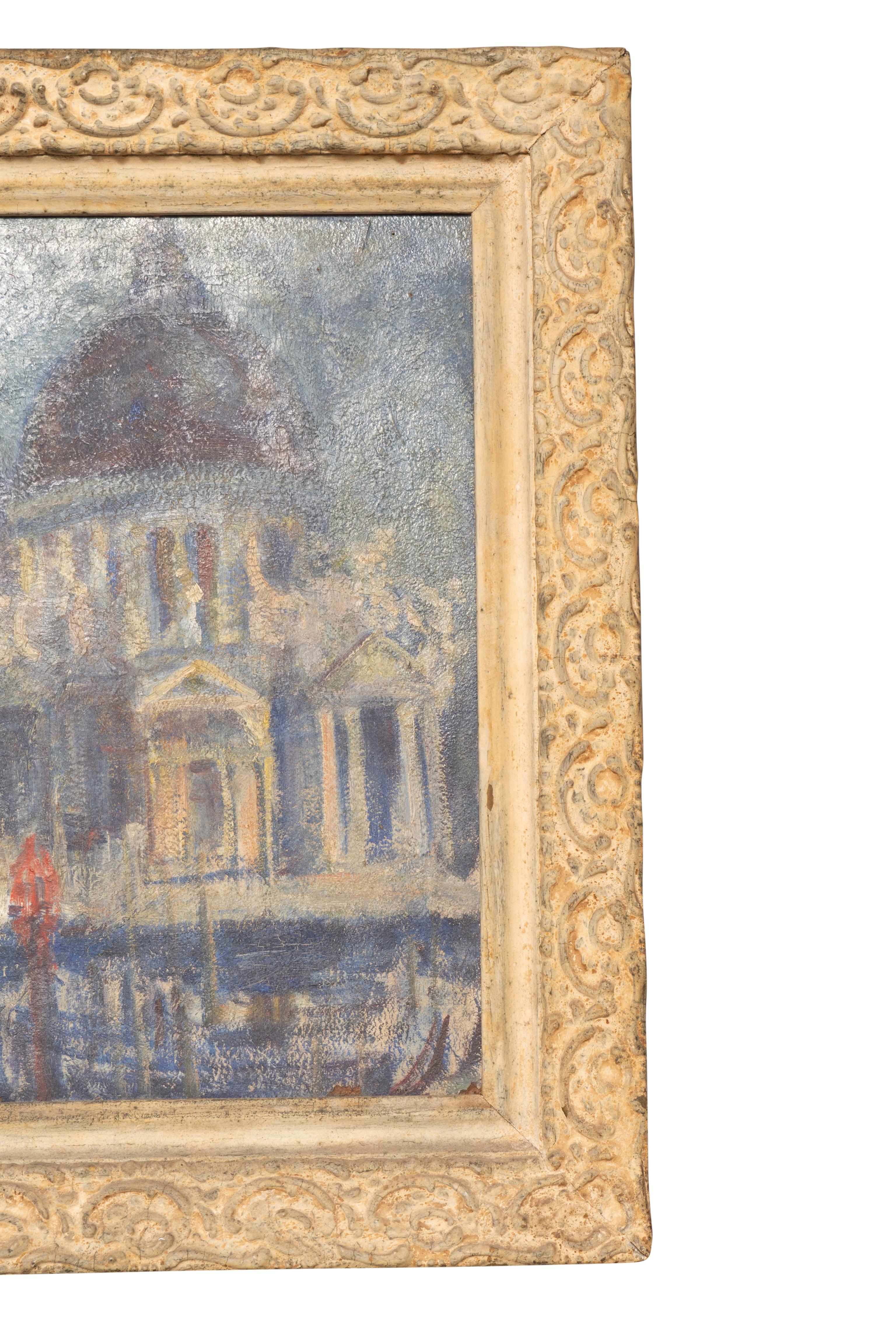 Peint à la main Huile sur panneau de Santa Maria della Salute à Venise en vente
