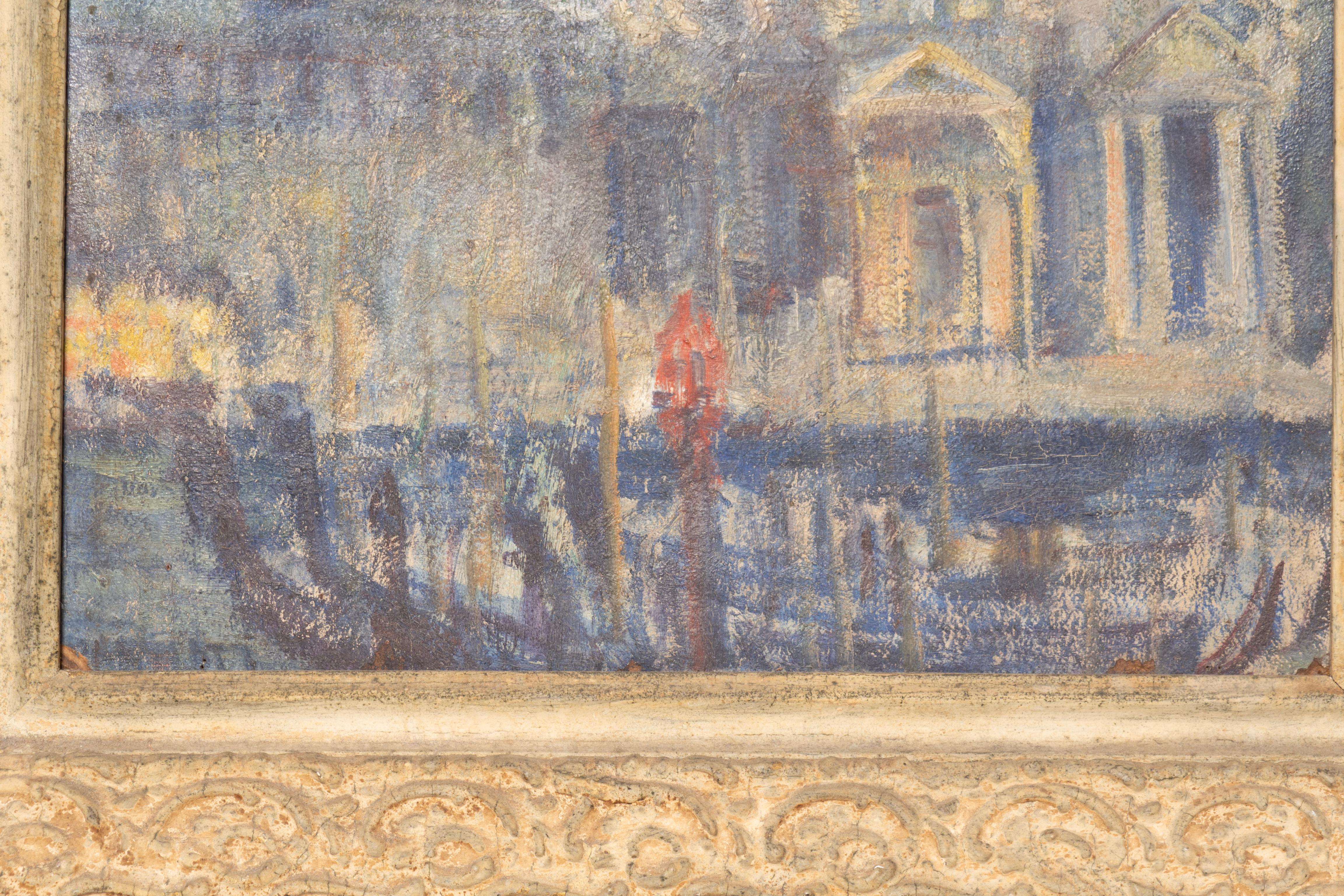 20ième siècle Huile sur panneau de Santa Maria della Salute à Venise en vente