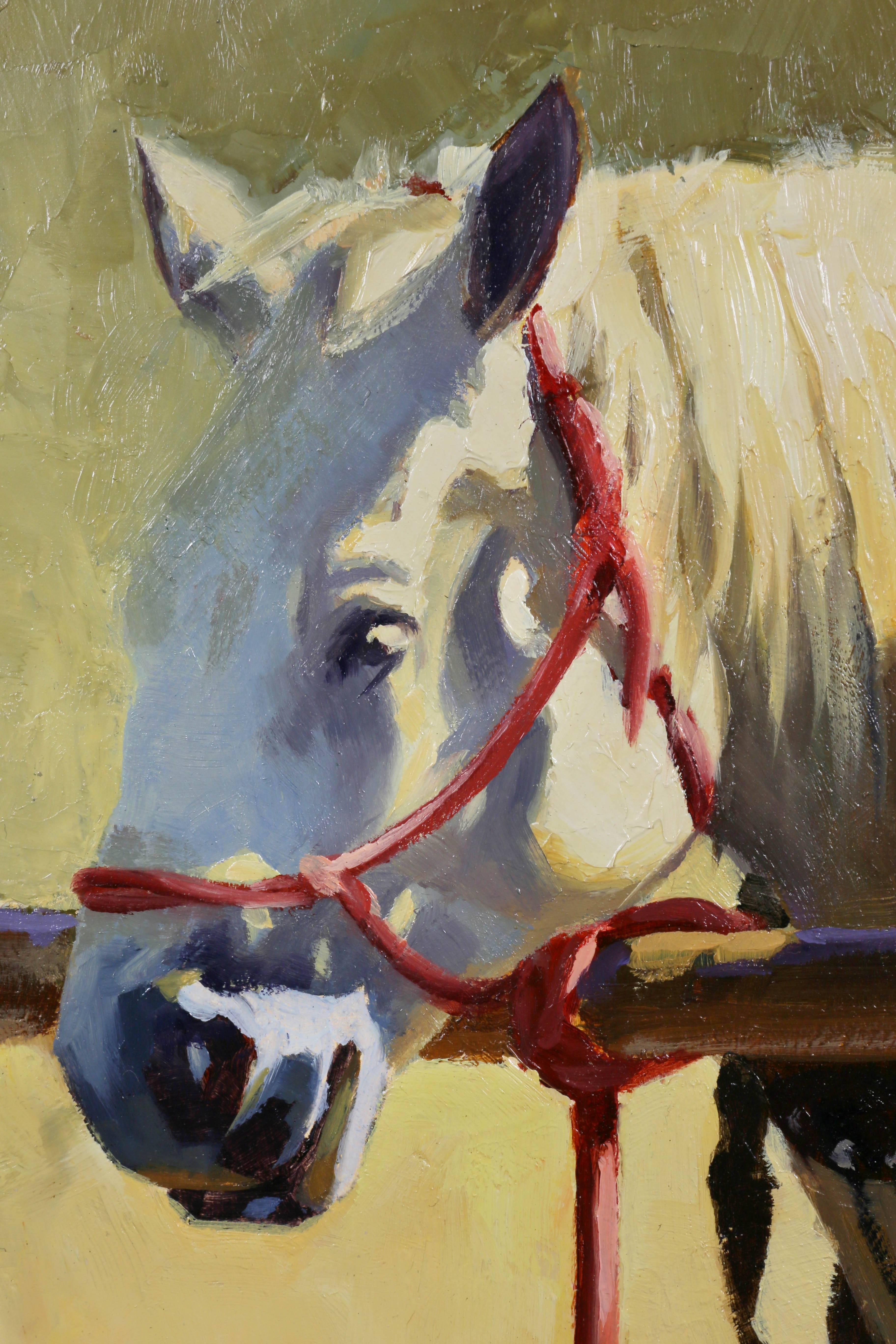 Oil on Panel of Two Ponies by Harold Stack In Good Condition In Essex, MA