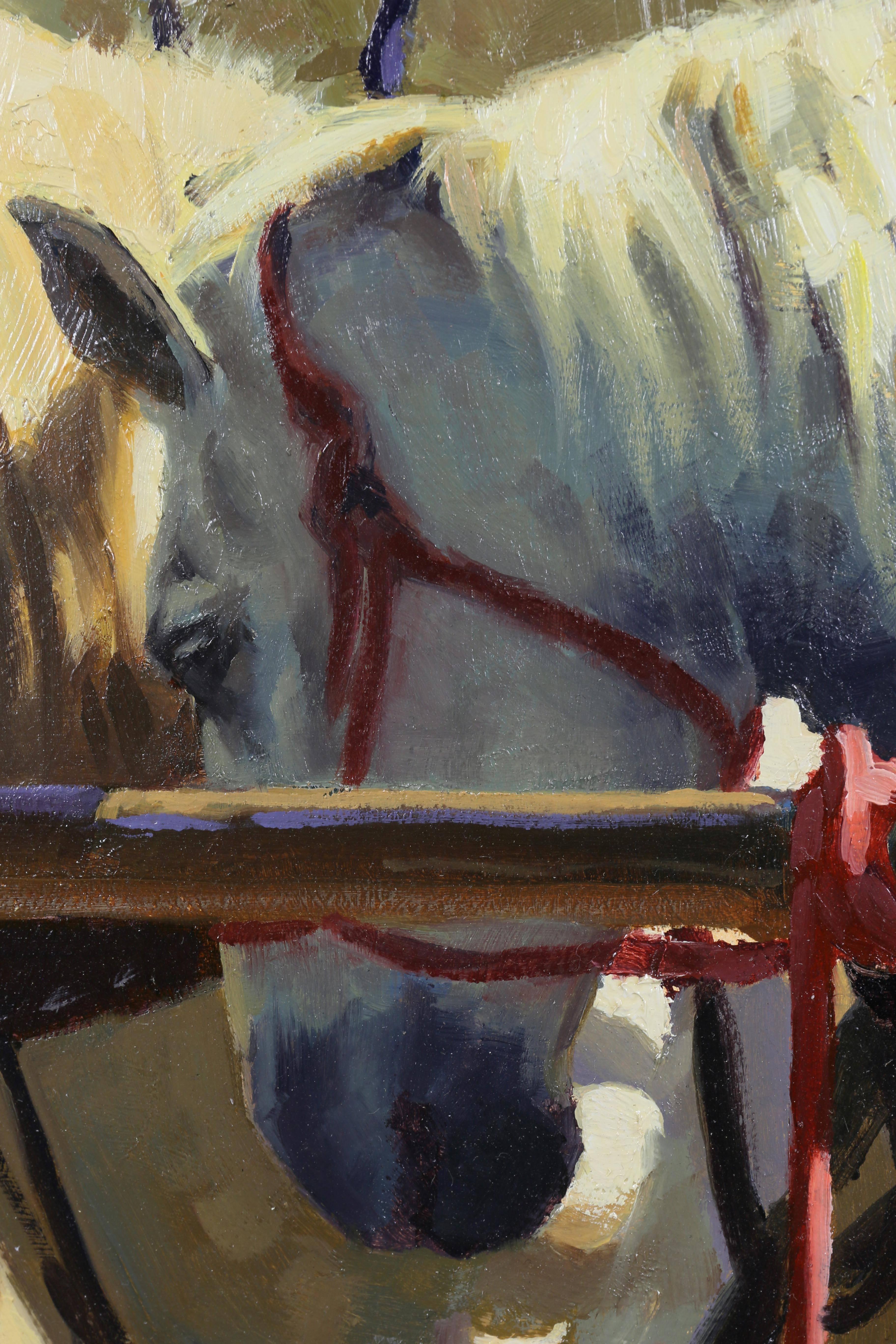 Contemporary Oil on Panel of Two Ponies by Harold Stack