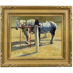 Oil on Panel of Two Ponies by Harold Stack