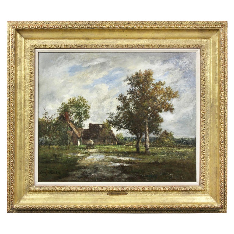 Oil on Panel Painting by Leon Richet For Sale