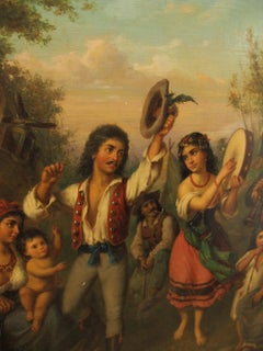Oil on Panel Painting ‘Gypsies Dancing’