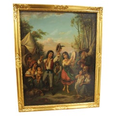 Oil on Panel Painting ‘Gypsies Dancing’
