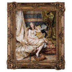 Pintura al óleo sobre tabla 'Interior del harén' de Eduardo León Garrido