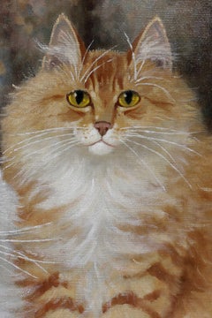 Oil on Panel Painting of Two Cats by Percy S Sanborn